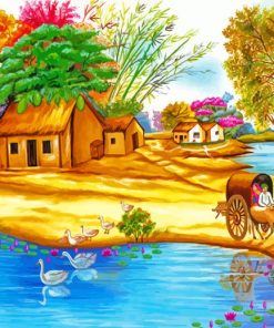 Aesthetic Indian Village Scene Diamond Painting