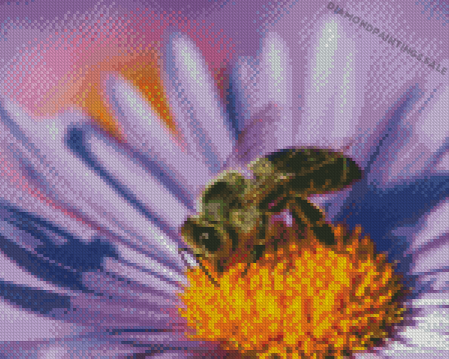 Aesthetic Bee On Purple Flower Diamond Painting