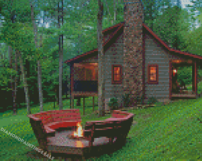 Aesthetic Cabin In Forest Diamond Painting
