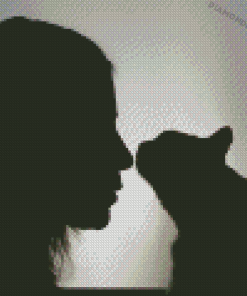 Aesthetic Cat And Girl Silhouette Diamond Painting