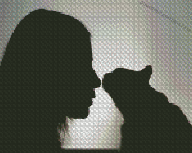 Aesthetic Cat And Girl Silhouette Diamond Painting