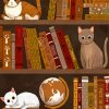 Aesthetic Cats On Bookshelf Diamond Painting