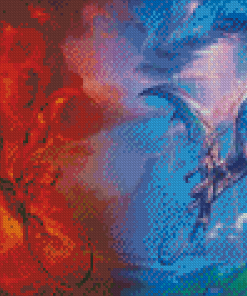 Aesthetic Dragon Fire And Water Diamond Painting