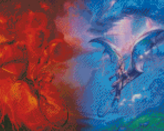 Aesthetic Dragon Fire And Water Diamond Painting