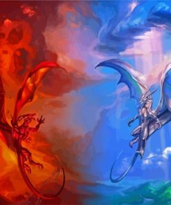 Aesthetic Dragon Fire And Water Diamond Painting