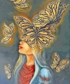 Aesthetic Girl With Butterfly Diamond Painting