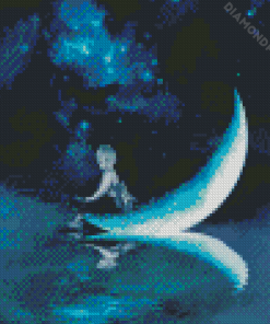 Aesthetic Moon And Boy Diamond Painting