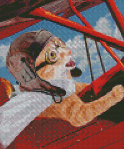 Aesthetic Pilot Cat Diamond Painting