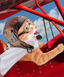 Aesthetic Pilot Cat Diamond Painting