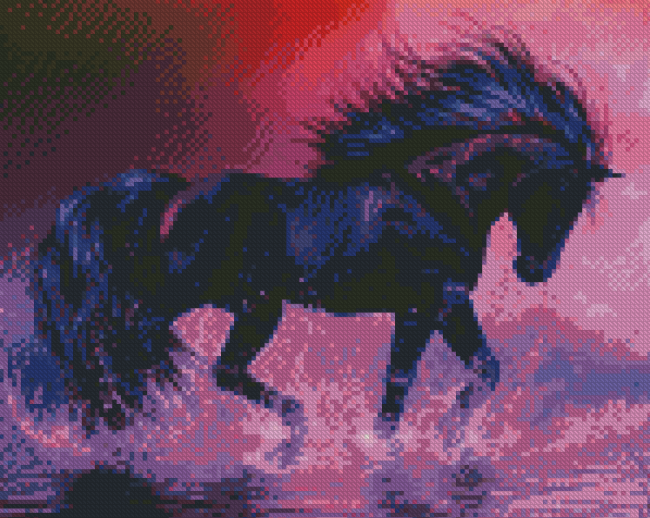 Aesthetic Purple Horse Diamond Painting