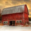 Aesthetic Red Barn In Winter Diamond Painting