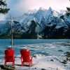 Aesthetic Red Chairs Lake Diamond Painting