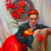 Aesthetic Woman In Red Dress Diamond Painting