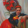 Aesthetic Woman In Red Dress Diamond Painting