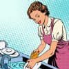 Aesthetic Woman Washing Dishes Diamond Painting