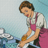 Aesthetic Woman Washing Dishes Diamond Painting