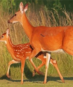 Aesthetic Doe And Fawn Diamond Painting