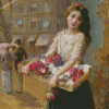 Aesthetic Flower Seller Diamond Painting