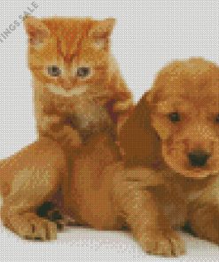 Aesthetic Puppy And Kitten Diamond Painting