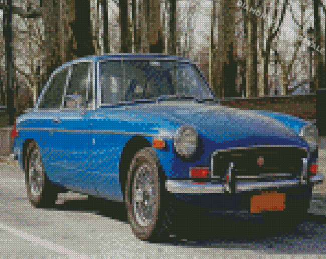 Blue MGB Car Diamond Painting