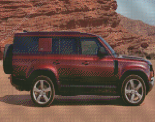 Brown Land Rover Defender Car Diamond Painting