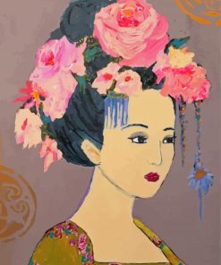 Aesthetic Lady With Flowers Diamond Painting