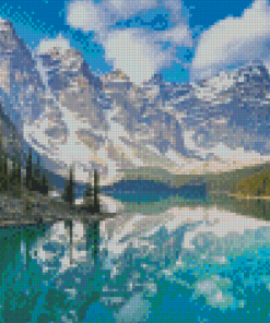 Mountains Lake Louise Water Reflection Diamond Painting