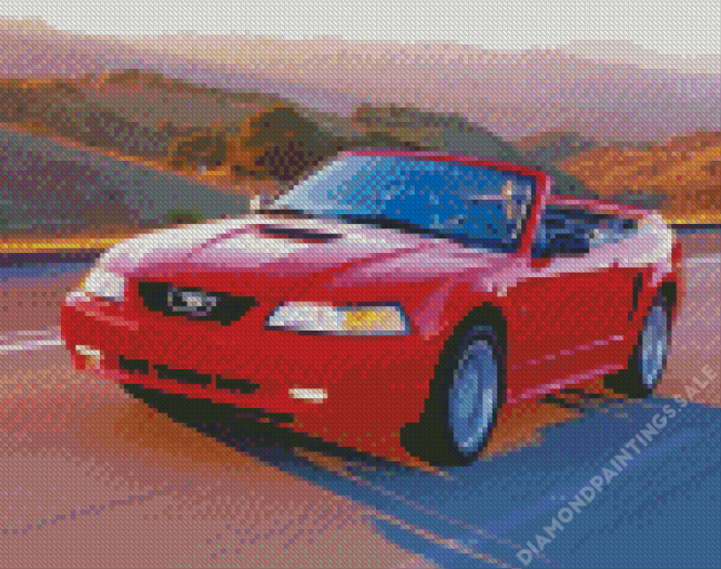 Aesthetic 2000 Red Ford Mustang Diamond Painting