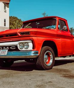 Red Old Gmc Truck Diamond Painting