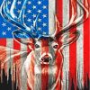 American Deer With Flag Diamond Painting