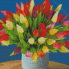 Basket Of Colorful Tulips Vase Diamond Paintings