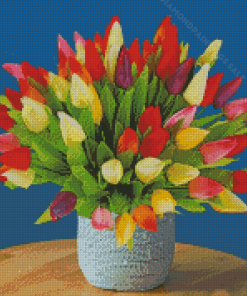 Basket Of Colorful Tulips Vase Diamond Paintings