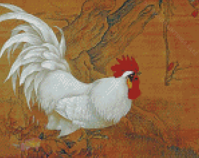 Big White Rooster Bird Diamond Paintings