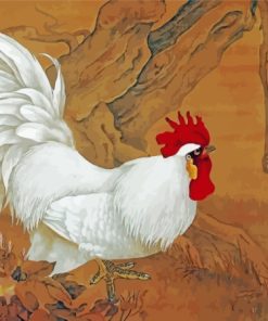 Big White Rooster Bird Diamond Painting