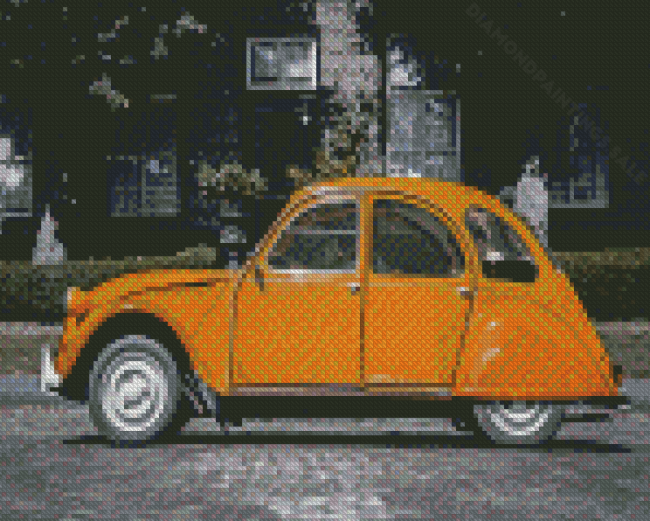 Black And White Yellow Citroen 2CV Diamond Paintings