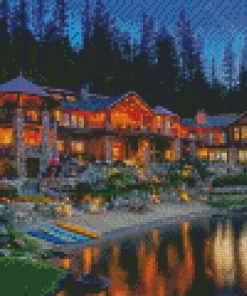 Coeur Dalene House By Lake Diamond Paintings