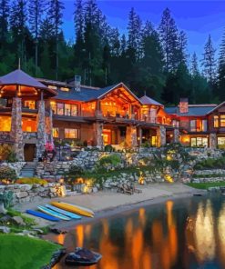 Coeur Dalene House By Lake Diamond Painting