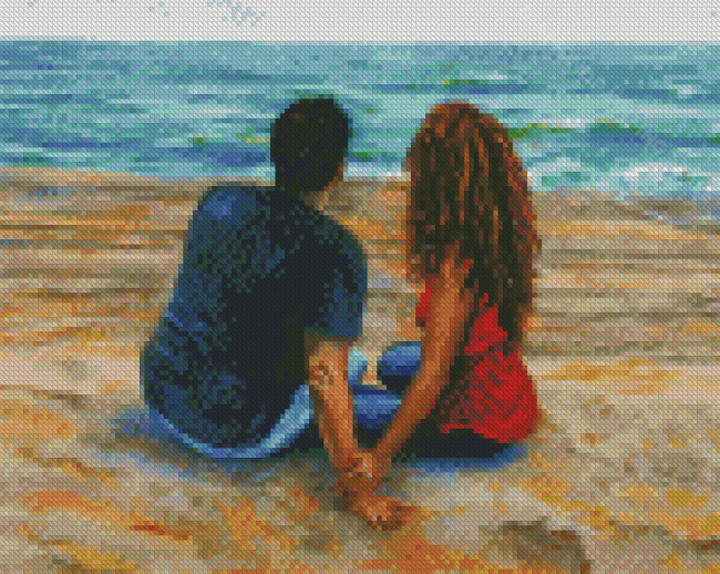 Couple At Beach Diamond Paintings
