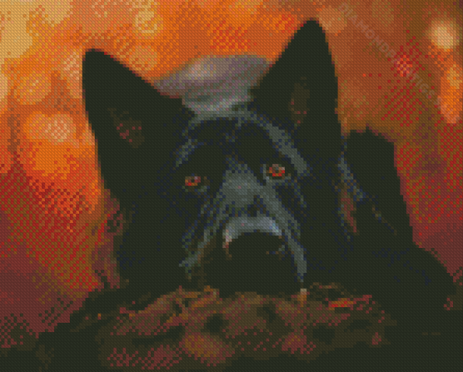 Black German Shepherd Dog Animal Diamond Paintings