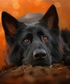 Black German Shepherd Dog Animal Diamond Painting