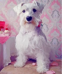White Miniature Schnauzer Dog Diamond Painting