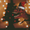 Dinosaur With Hat At Christmas Diamond Paintings