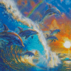 Dolphin In Waves Diamond Paintings