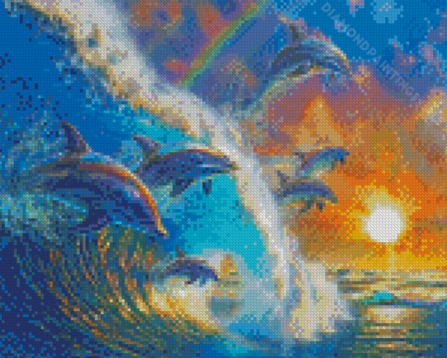 Dolphin In Waves Diamond Paintings