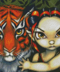 Fairy And Tiger Diamond Paintings