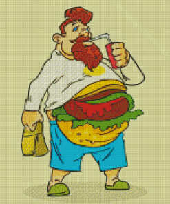 Fat Man Drinking Soda Diamond Paintings