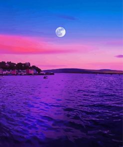 Full Moon View From Tobermory Town Diamond Painting