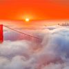 Golden Gate Bridge In Fog At Sunset Diamond Painting