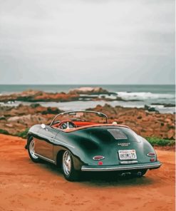 Green Porsche 356 By Sea Diamond Painting
