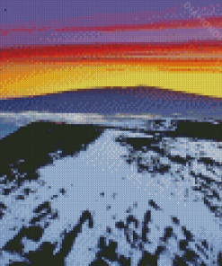 Hawaii Snowy Mountain Sunset Diamond Paintings